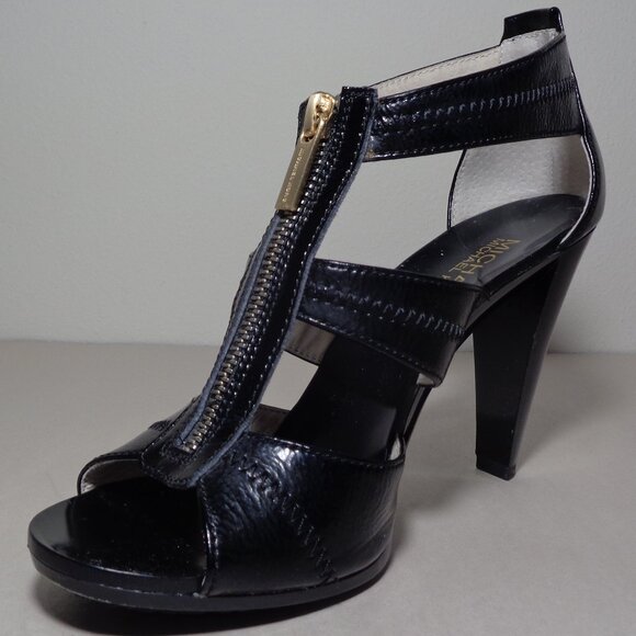 Michael Kors Size 6.5 M / Black / Leather / Heeled Sandals Women's Shoes - Picture 7 of 16